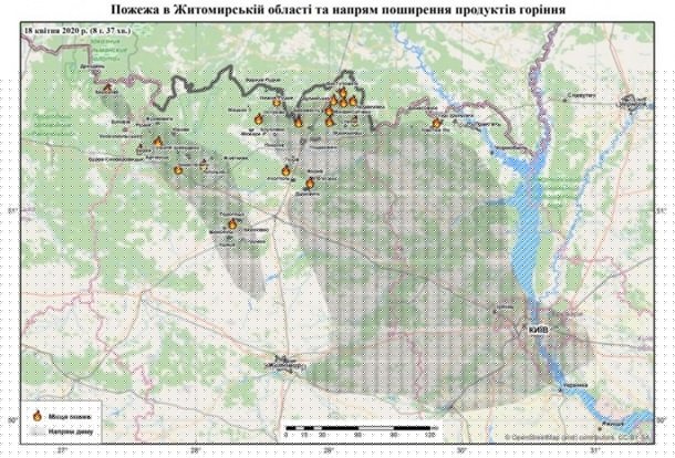 На Житомирщине лесной пожар уничтожил 40 домов