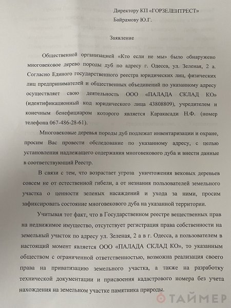 Одесситы борются за сохранение огромного дуба на Ближних Мельницах