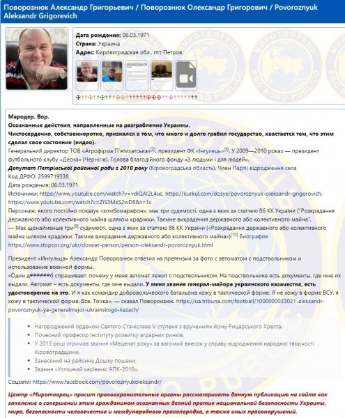 Звинувачують у розграбуванні України: президент клубу УПЛ потрапив до бази «Миротворця»